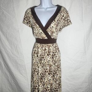 Vintage y2k patterned animal print type v neck maxi dress